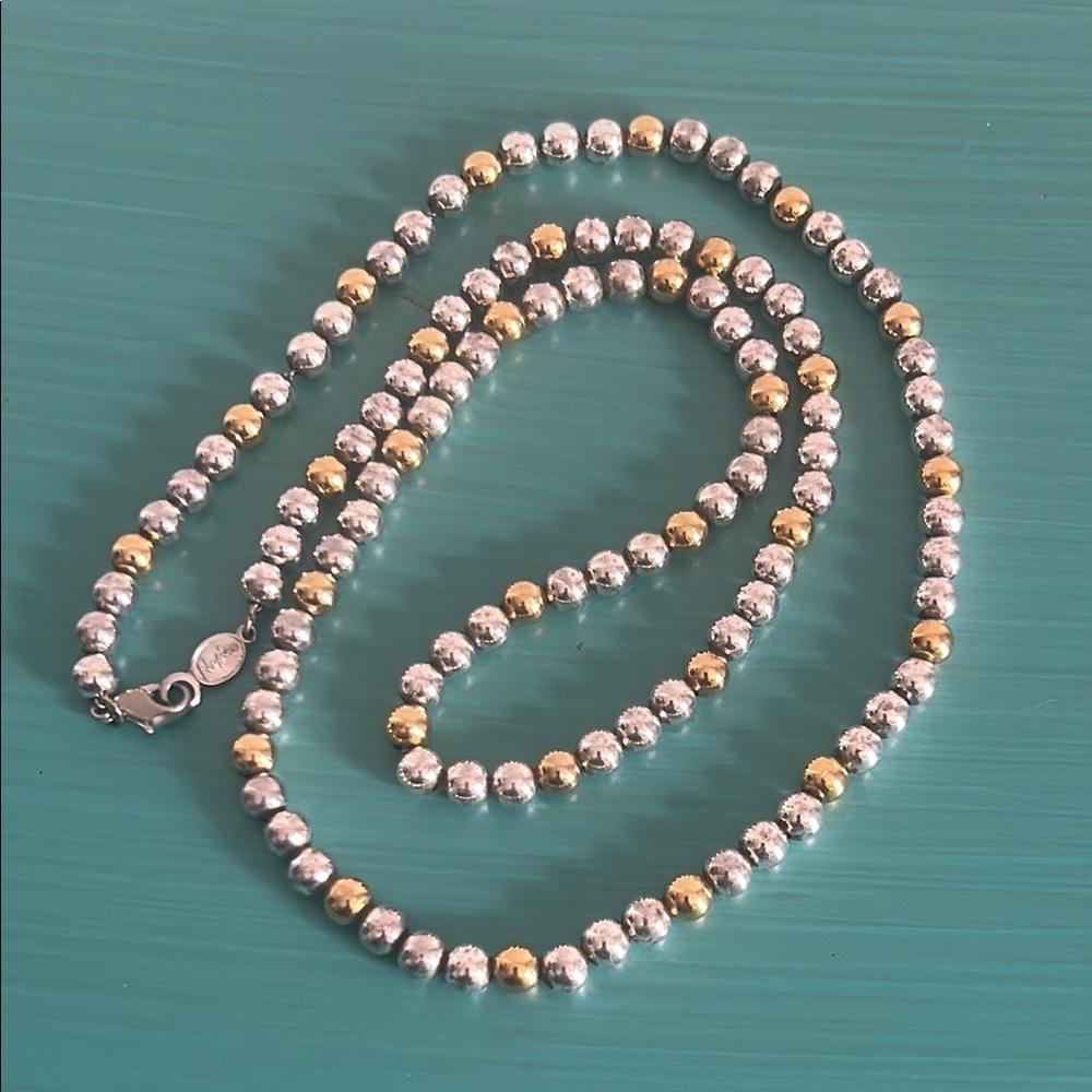 Napier Gold and Silver Tone Bead 30” Long Strand Necklace Timeless Elegance - Picture 7 of 9